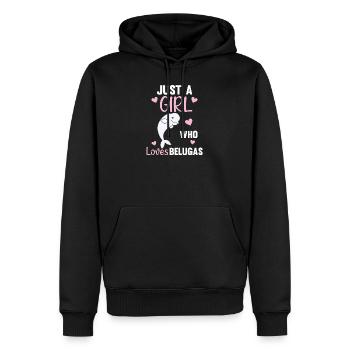 Juste une fille qui aime Les bélugas doux baleine - Sweat à capuche Premium bio Homme - noir - Devant - Nico (187cm)