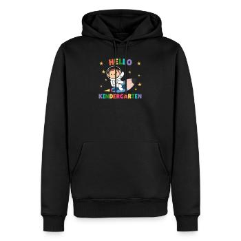 Hello Jardin d’enfants astronaute astronaute spatial fusée - Sweat à capuche Premium bio Homme - noir - Devant - Nico (187cm)