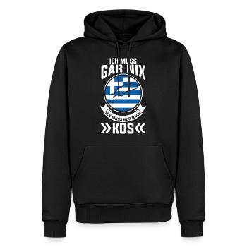 Ich muss gar nix ich muss nur nach Kos - Männer Premium Bio Hoodie - Schwarz - Vorne - Nico (187cm)