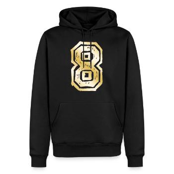 8 Nombre d’or - Sweat à capuche Premium bio Homme - noir - Devant - Nico (187cm)