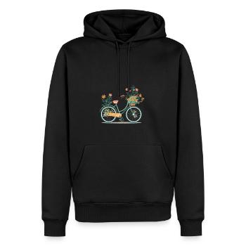 Süße Abenteuer Blumenrad Tour 10 - Männer Premium Bio Hoodie - Schwarz - Vorne - Nico (187cm)