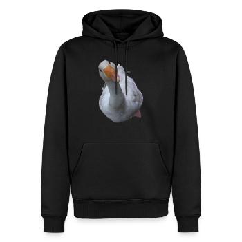 Gans - Männer Premium Bio Hoodie - Schwarz - Vorne - Nico (187cm)