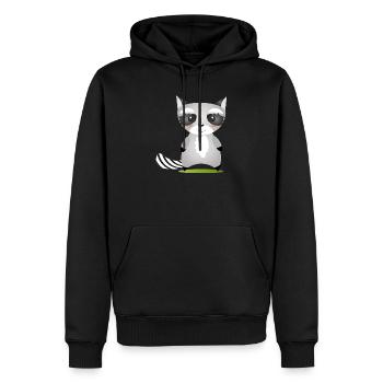 niedlicher Waschbär im Comic Stil, zum lieb haben - Männer Premium Bio Hoodie - Schwarz - Vorne - Nico (187cm)
