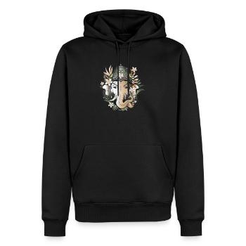 Elefanten Gott Ganesha geschmückt mit Blüten - Männer Premium Bio Hoodie - Schwarz - Vorne - Nico (187cm)