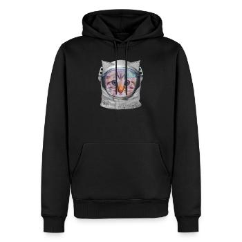 Katze im Weltraum - Männer Premium Bio Hoodie - Schwarz - Vorne - Nico (187cm)