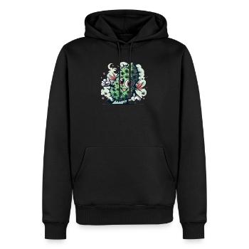 Happy Leaf - Männer Premium Bio Hoodie - Schwarz - Vorne - Nico (187cm)