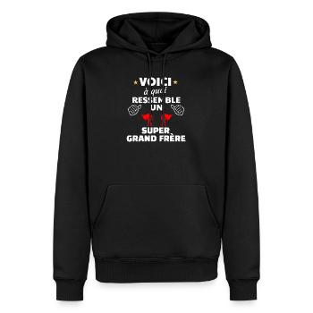 Frère Super Héros Inspirant - Sweat à capuche Premium bio Homme - noir - Devant - Nico (187cm)