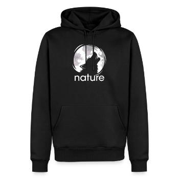 Nature Wolf Moon Howl Evening Night Shadow Logo - Men’s Premium Organic Hoodie - black - Front - Nico (187cm)