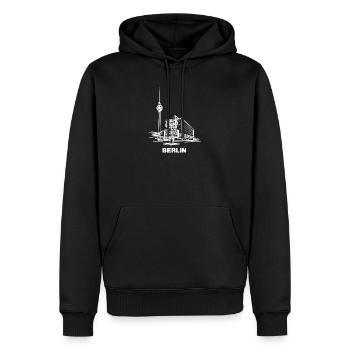 Berlin - Alex/Fernsehturm - Männer Premium Bio Hoodie - Schwarz - Vorne - Nico (187cm)