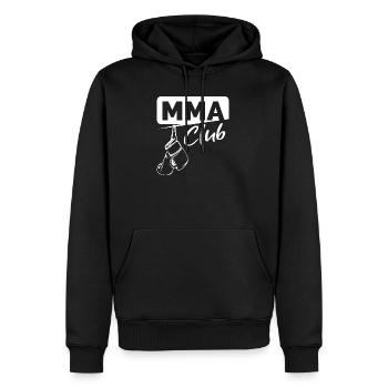 Icône du logo du club d’arts martiaux MMA Gym Dojo FIghter - Sweat à capuche Premium bio Homme - noir - Devant - Nico (187cm)