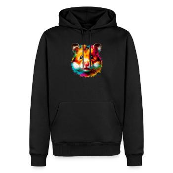 Hamster - Männer Premium Bio Hoodie - Schwarz - Vorne - Nico (187cm)