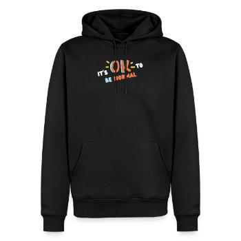 It's ok to be normal (blanc) - Sweat à capuche Premium bio Homme - noir - Devant - Nico (187cm)