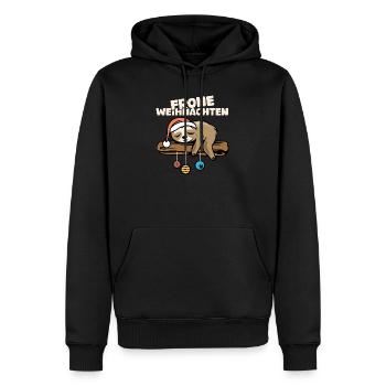 Frohe Weihnachten Faultier comic cartoon Symbol - Männer Premium Bio Hoodie - Schwarz - Vorne - Nico (187cm)