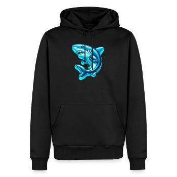 Hai - Männer Premium Bio Hoodie - Schwarz - Vorne - Nico (187cm)