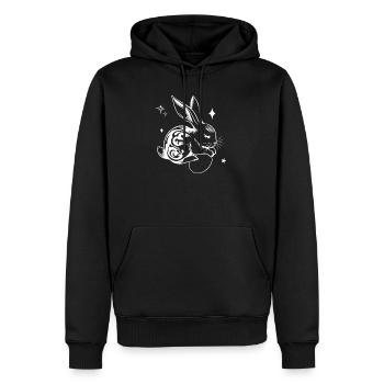 Sleeping Easter Bunny with Tribal and Eggs - Men’s Premium Organic Hoodie - black - Front - Nico (187cm)