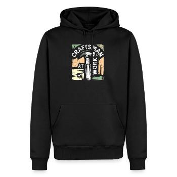 Craftsman vintage logo - Handyman and DIYer - Men’s Premium Organic Hoodie - black - Front - Nico (187cm)