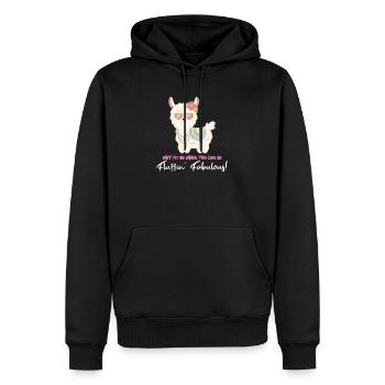 Süßes Alpaka mit Sonnenbrille und lustigem Spruch - Männer Premium Bio Hoodie - Schwarz - Vorne - Nico (187cm)