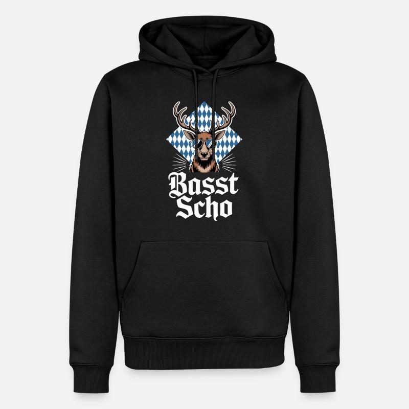 Elch Bayerischer Hirsch Sonnenbrille Basst Scho - Männer Premium Bio Hoodie - Schwarz