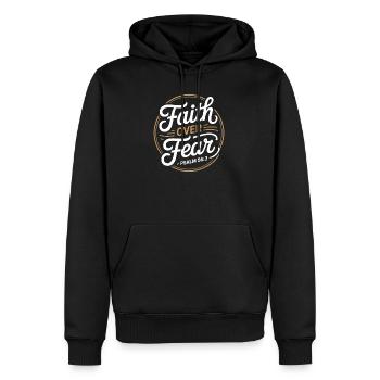 La foi l’emporte sur la peur Psaume 56 3 Paroles chrétiennes - Sweat à capuche Premium bio Homme - noir - Devant - Nico (187cm)
