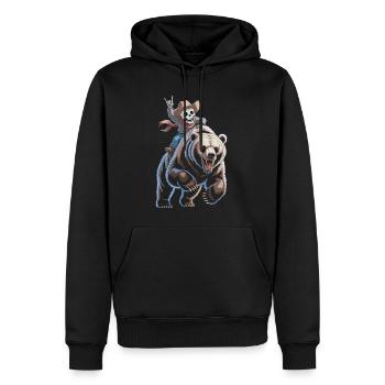 Squelette cow-boy sur ours - Sweat à capuche Premium bio Homme - noir - Devant - Nico (187cm)