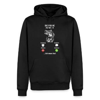 The fish are calling - I have to go - Angler Spruch - Men’s Premium Organic Hoodie - black - Front - Nico (187cm)