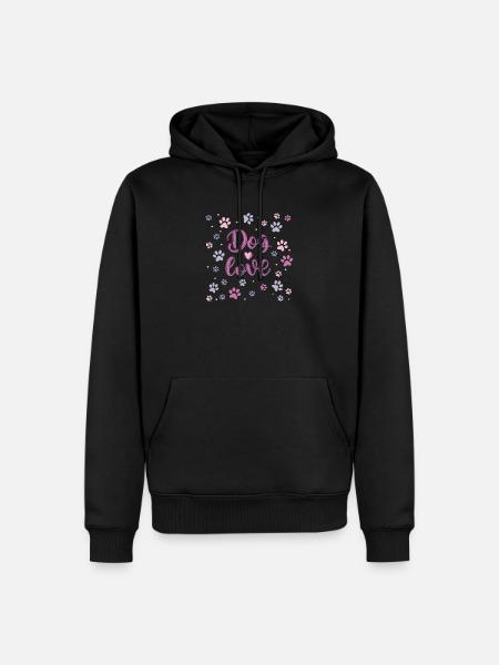 Pastellfarbene Hundeliebe - Männer Premium Bio Hoodie - Schwarz