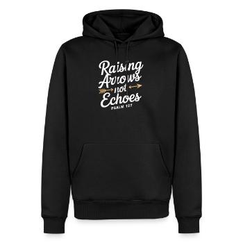 Raising Arrows Not Echoes Psalm 127 - Männer Premium Bio Hoodie - Schwarz - Vorne - Nico (187cm)