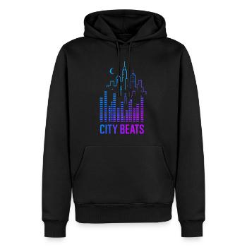 City Beats – Urbaner Sound - Männer Premium Bio Hoodie - Schwarz - Vorne - Nico (187cm)