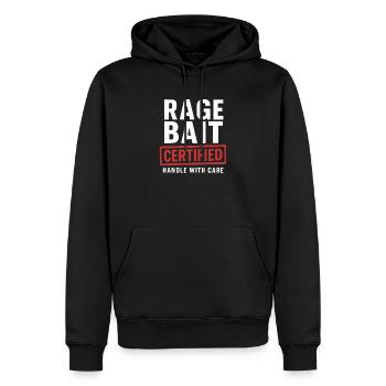 Rage Bait zertifizierter Griff mit Sorgfalt, lustig - Männer Premium Bio Hoodie - Schwarz - Vorne - Nico (187cm)
