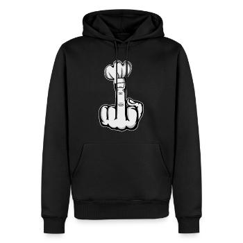 Mittelfinger Stinkefinger Kochmütze Design - Männer Premium Bio Hoodie - Schwarz - Vorne - Nico (187cm)