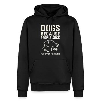 Les chiens parce que les gens sont de la merde - Sweat à capuche Premium bio Homme - noir - Devant - Nico (187cm)