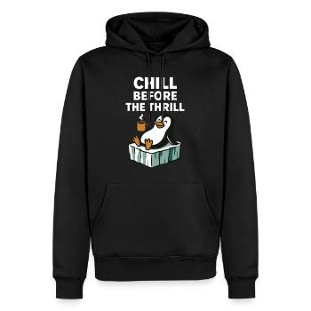 Entspann dich vor dem Nervenkitzel Penguin Spaß Winterstimmung - Männer Premium Bio Hoodie - Schwarz - Vorne - Nico (187cm)