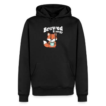 Kaffeefox: Gebrühte Energie - Männer Premium Bio Hoodie - Schwarz - Vorne - Nico (187cm)