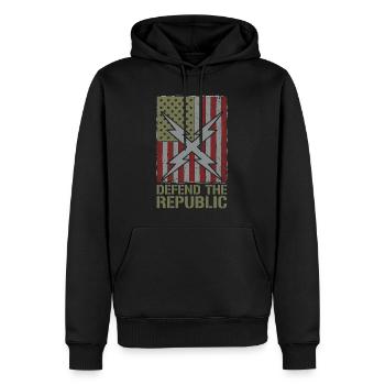 Défendre le drapeau de la République des États-Unis - Sweat à capuche Premium bio Homme - noir - Devant - Nico (187cm)