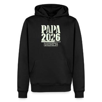 Papa 2026 Chargement - Sweat à capuche Premium bio Homme - noir - Devant - Nico (187cm)