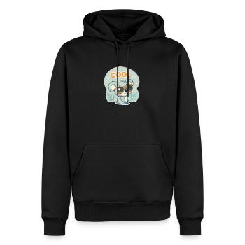 Koala Cool mit orangefarbener Brille - Männer Premium Bio Hoodie - Schwarz - Vorne - Nico (187cm)
