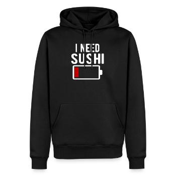 J’ai besoin d’une décharge de batterie spirituelle pour sushi - Sweat à capuche Premium bio Homme - noir - Devant - Nico (187cm)