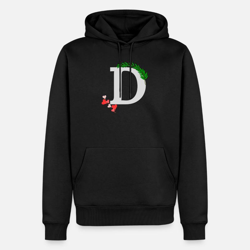 D - Sweat à capuche Premium bio Homme - noir