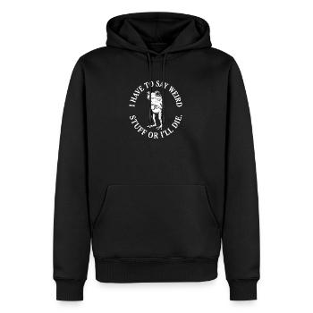 I Have To Say Weird Stuff Frog Coffee Funny Retro - Men’s Premium Organic Hoodie - black - Front - Nico (187cm)