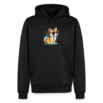 Coole Corgi-Sonnenbrillen - Männer Premium Bio Hoodie - Schwarz - Vorne - Nico (187cm)