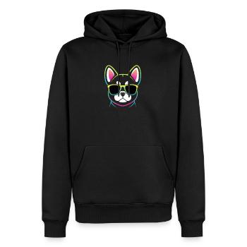 Chien arc-en-ciel avec lunettes - Sweat à capuche Premium bio Homme - noir - Devant - Nico (187cm)