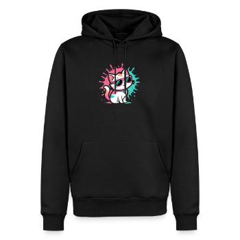 Bunte Katzen-Sonnenbrille - Männer Premium Bio Hoodie - Schwarz - Vorne - Nico (187cm)