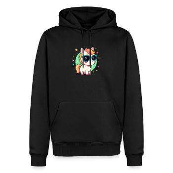 Regenbogenpony mit Brille - Männer Premium Bio Hoodie - Schwarz - Vorne - Nico (187cm)