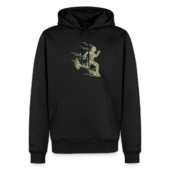 Stilisierter Rocket Runner - Männer Premium Bio Hoodie - Schwarz - Vorne - Nico (187cm)