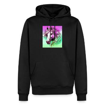 Pferd - Männer Premium Bio Hoodie - Schwarz - Vorne - Nico (187cm)