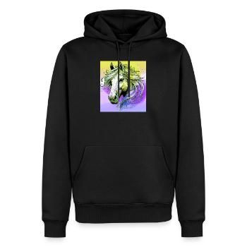 horse - Men’s Premium Organic Hoodie - black - Front - Nico (187cm)