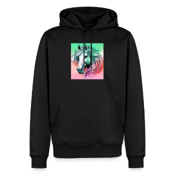 Pferd - Männer Premium Bio Hoodie - Schwarz - Vorne - Nico (187cm)