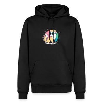 Furet Cool cartoon avec lunettes bleues - Sweat à capuche Premium bio Homme - noir - Devant - Nico (187cm)