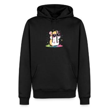 Hamster arcenciel lunettes roses - Sweat à capuche Premium bio Homme - noir - Devant - Nico (187cm)