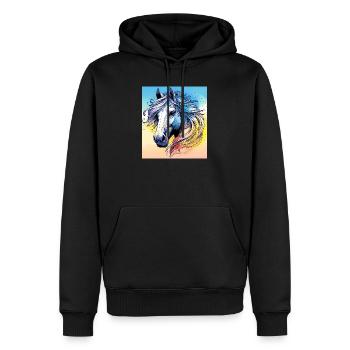 cheval - Sweat à capuche Premium bio Homme - noir - Devant - Nico (187cm)